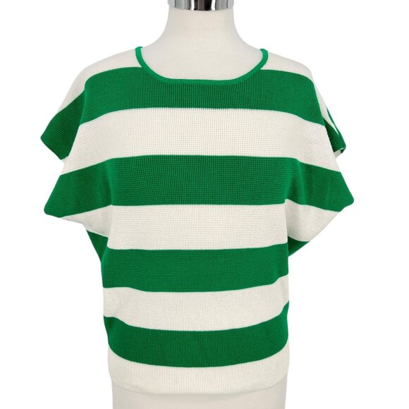 Cyrus Striped Sleeveless Knit Sweater Top White Green Size Small - Picture 1 of 8